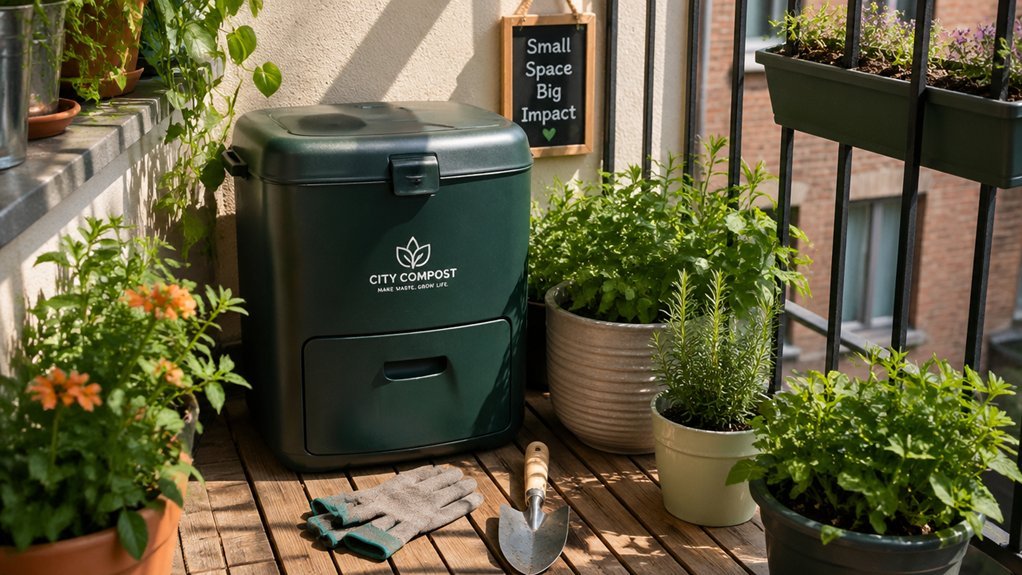 balcony compost bin placement
