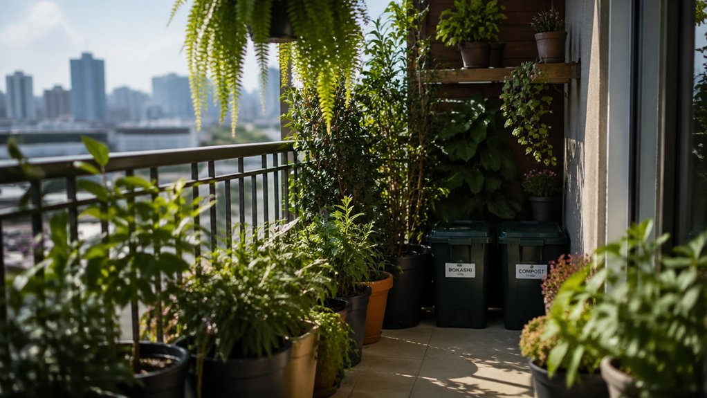 balcony compost bins wind placement
