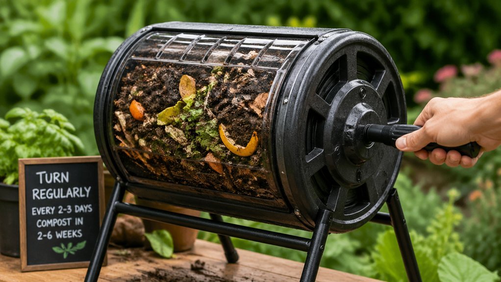 biweekly turning boosts mini tumbler composting