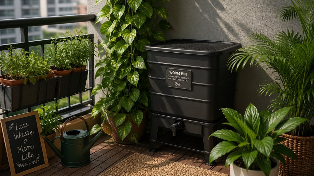 blend bin with garden surroundings