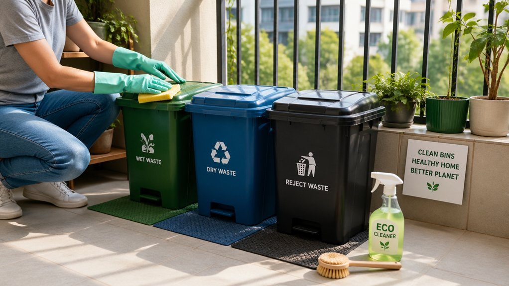 cleaning and prepping bins for storage