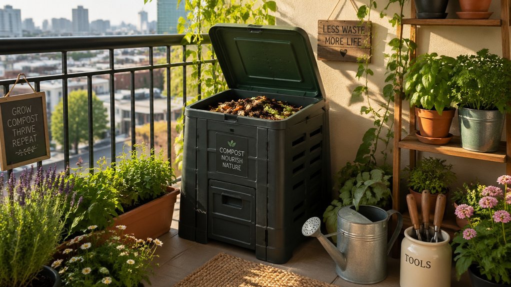 close to kitchen ventilated balcony composting