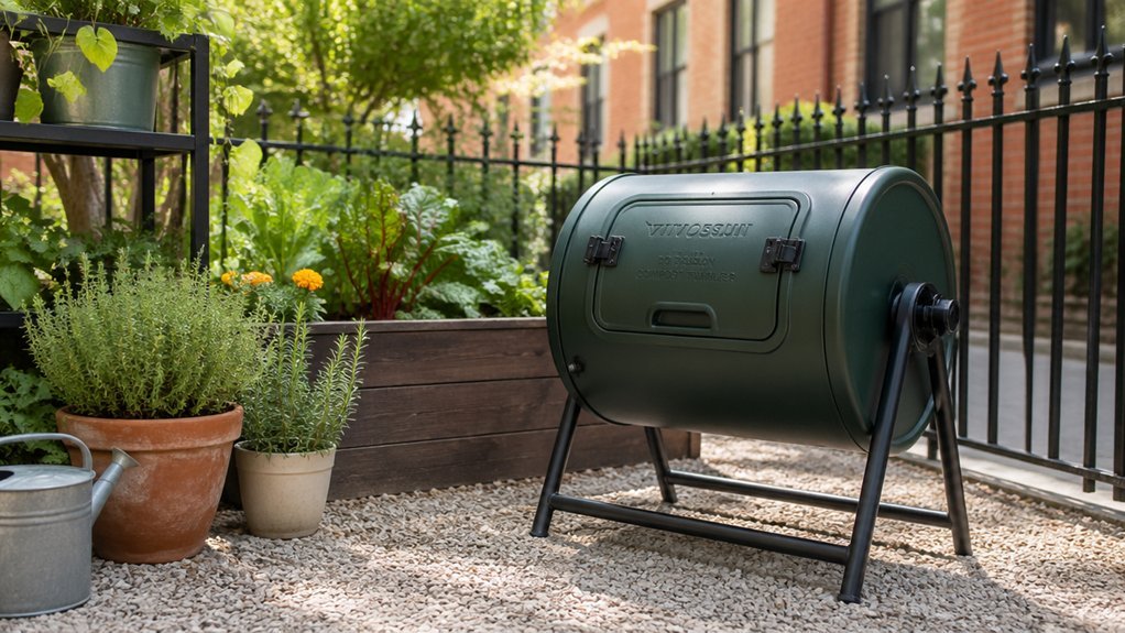 compact 18 40 gal dual chamber compost tumbler