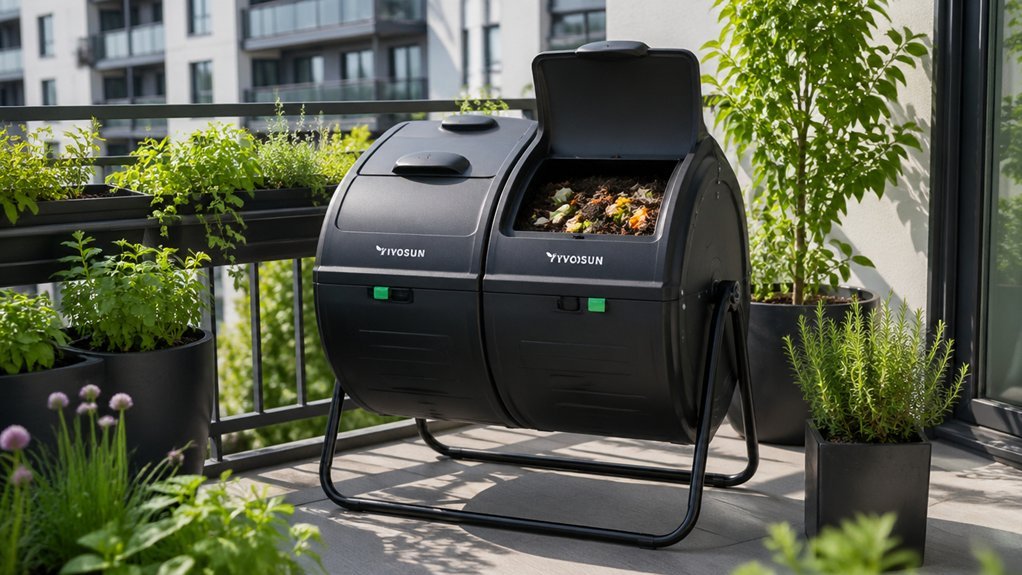 compact balcony double chamber tumbler 37 gallon