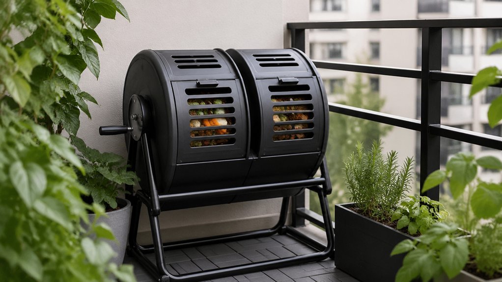 compact dual chamber apartment composting system
