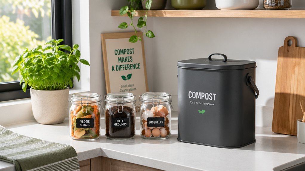 compact kitchen composting setup with odor control