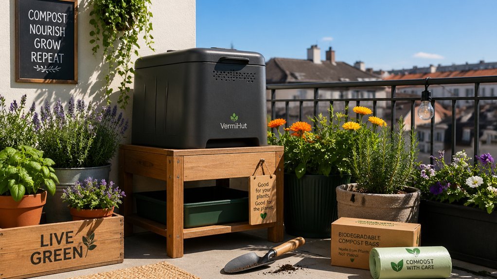 compact weather resistant balcony compost bin