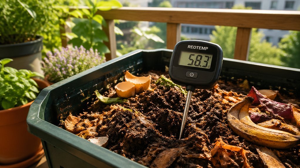 daily balcony compost temperature monitoring