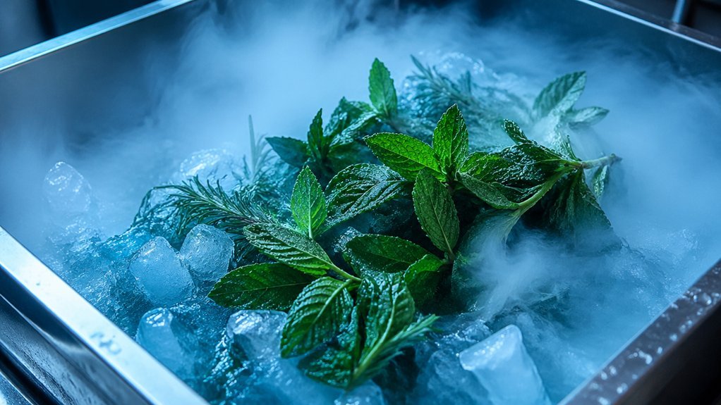 dry ice snap freezes herbs quickly