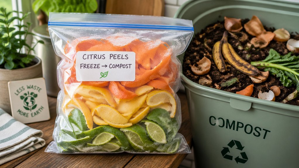 How to Freeze Citrus Peels While Composting Inside