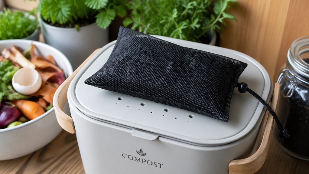 lined bins baking soda biofilter