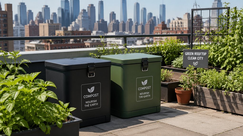 minimum size rooftop compost bin with secure lid