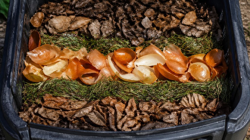 onion peels layered for odor reduction