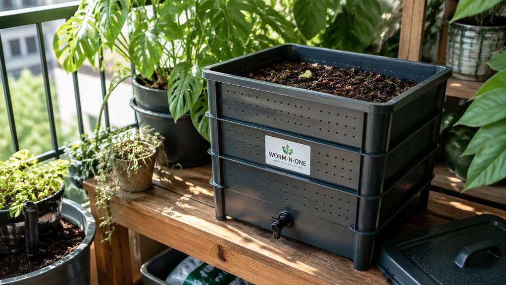 shaded ventilated balcony worm bin