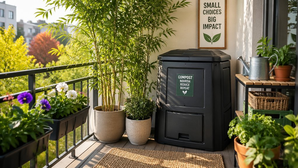 shielded balcony compost year round moisture management
