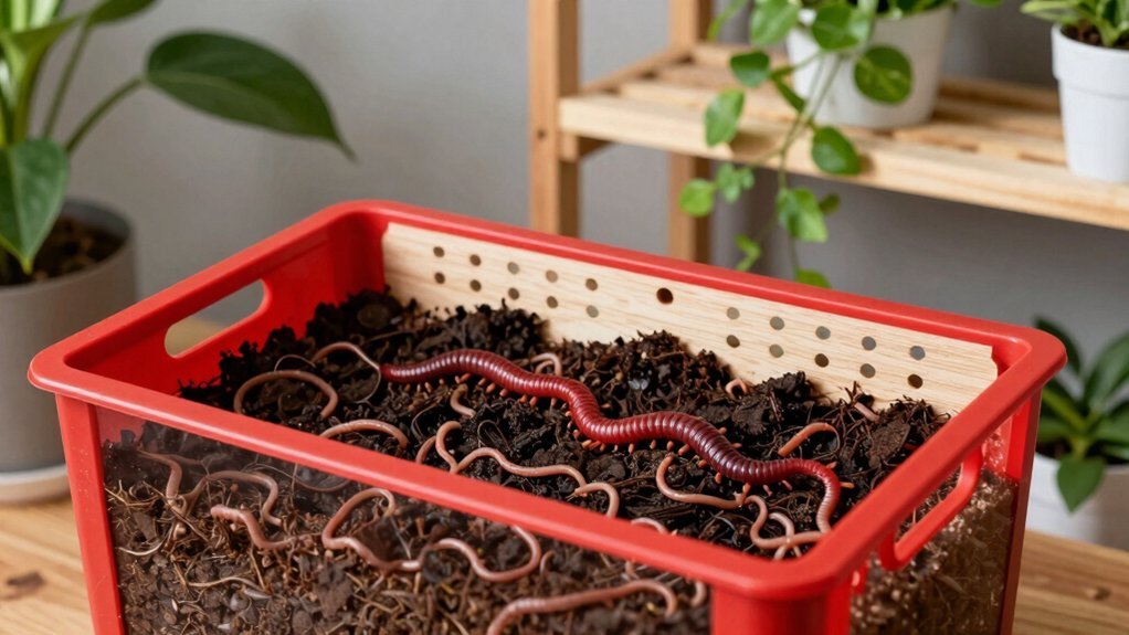 small space red wiggler breeding bin