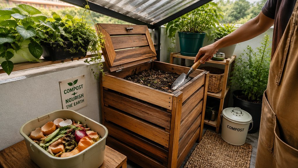smart guide balcony composting setup under cover