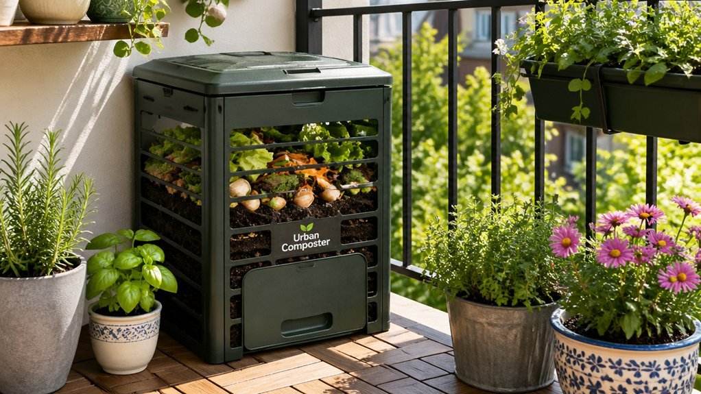 stable balcony bin with aeration and balanced greens browns