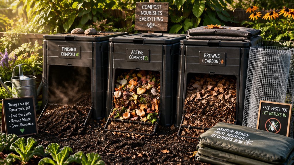 three bin compost for odor control