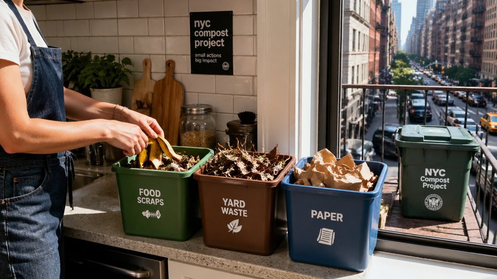 three bin nyc composting system setup