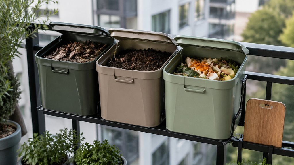 three bin urban compost rotation system