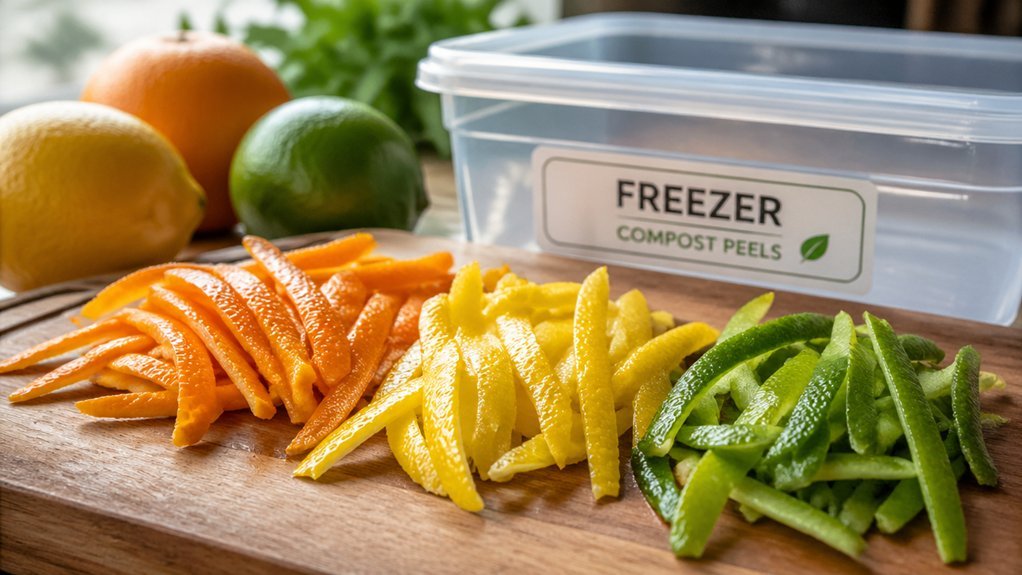 trim citrus peels for freezing