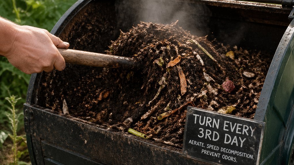 turn every third day composting