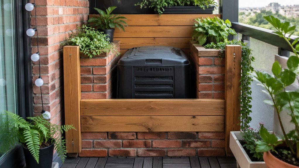 wind shielded brick timber balcony base