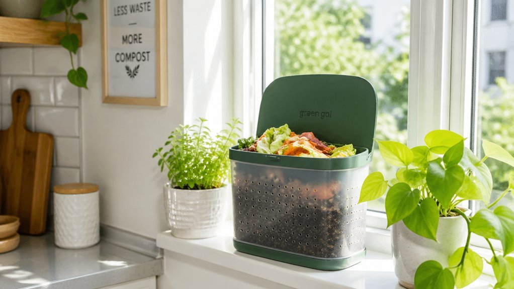 window friendly compact compost bin with viewing panel