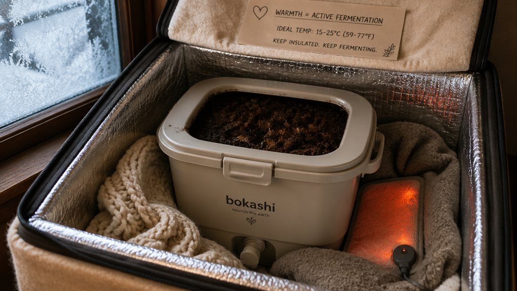 winter bokashi fermentation stays steady indoors