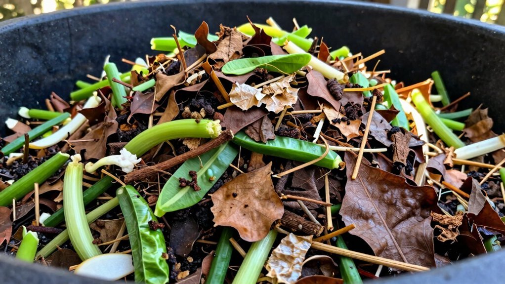 balanced greens and browns preventing odor