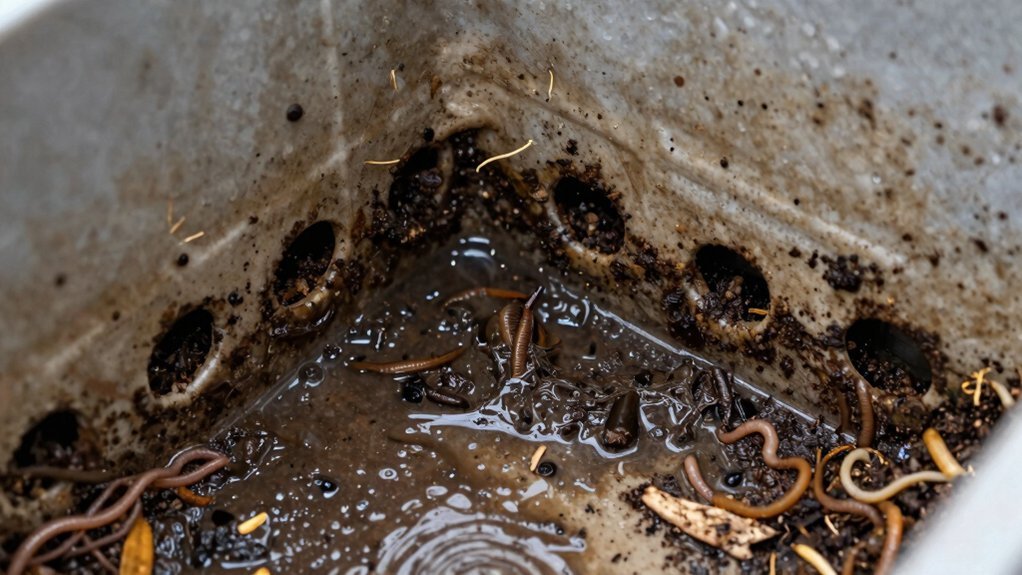clogged drain holes leak leachate