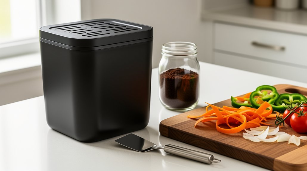 closed lid odor controlled kitchen scraps storage