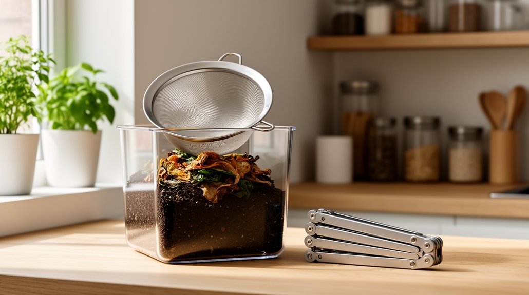 collapsible sifter for apartment composting