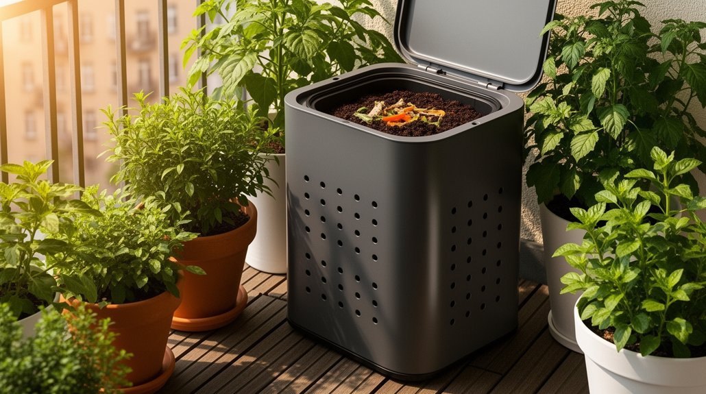 compact balcony compost bin with ventilation