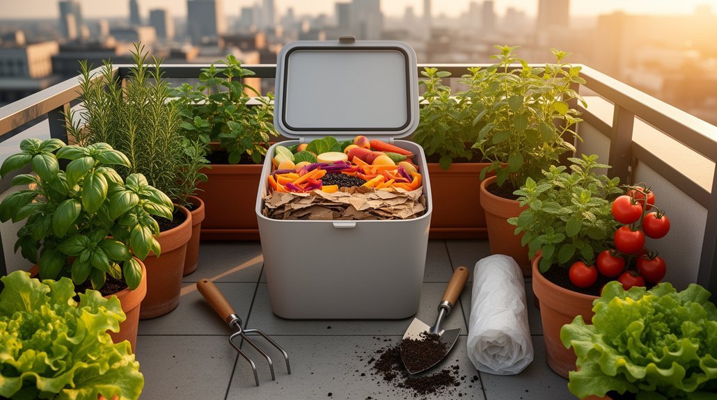 compact two bin composting setup