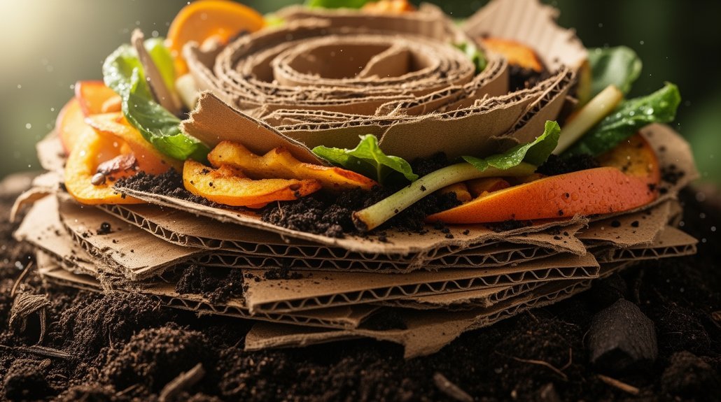 compost cardboard with food