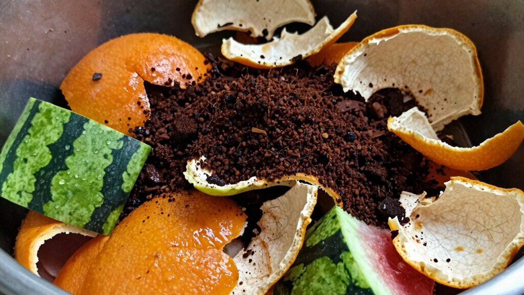 fresh fruit peels coffee grounds moisture boost microbes