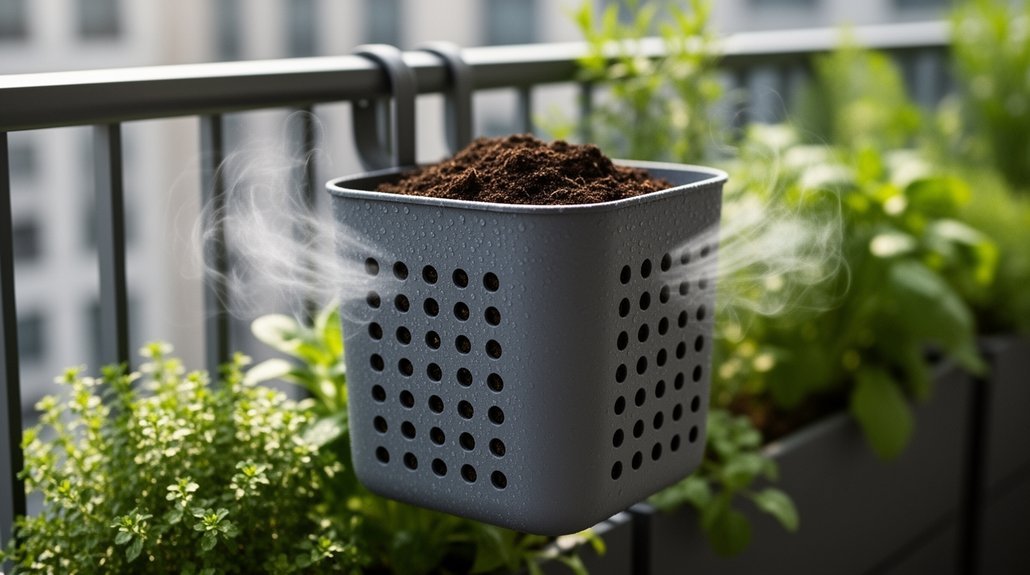 hanging bin boosts aeration