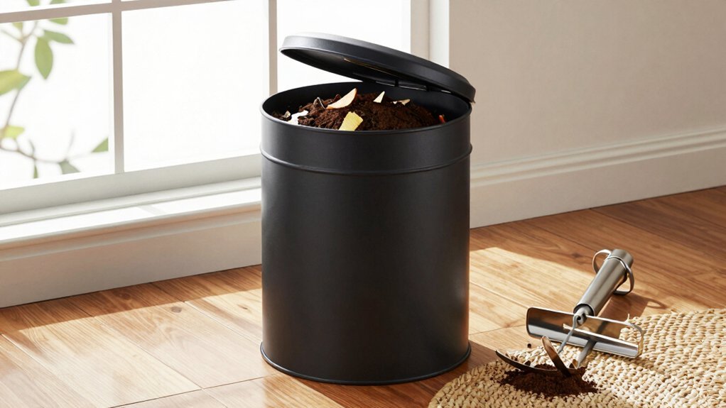 indoor metal countertop compost bin with lid
