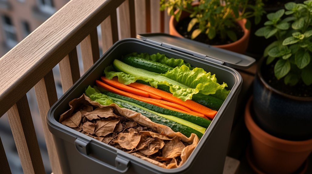 layer browns to balance moisture and odor