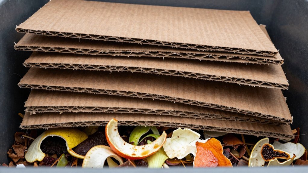 layer cardboard to absorb moisture