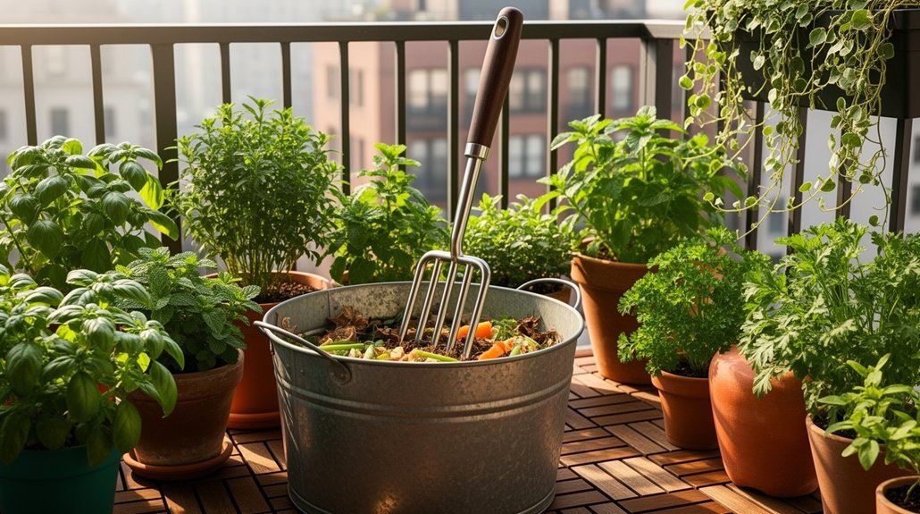 long handled balcony compost fork