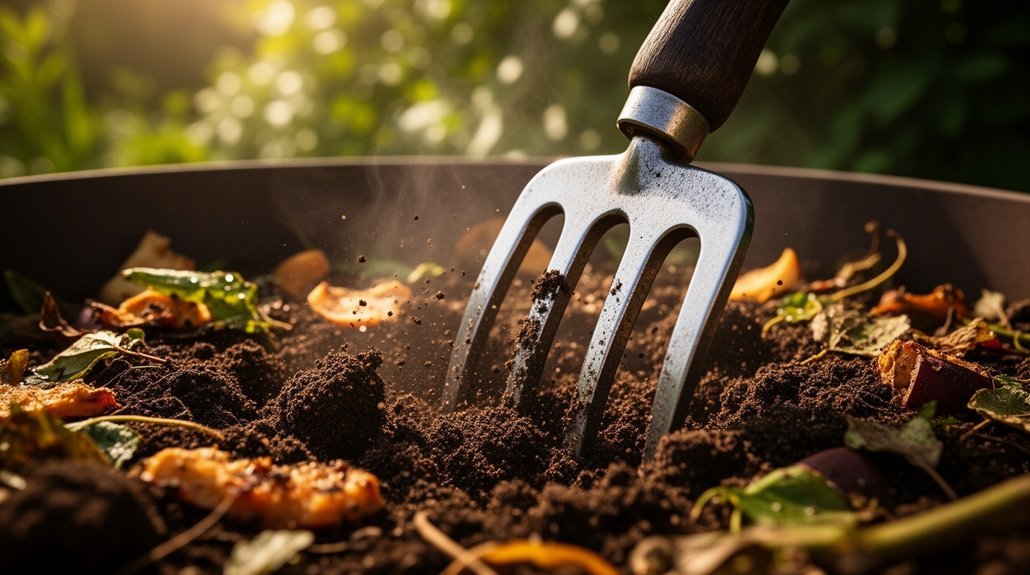 loosen compacted soil with fork