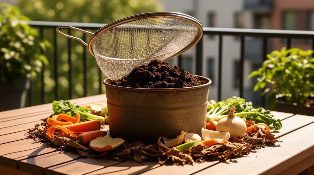 mesh sifter improves apartment composting quality
