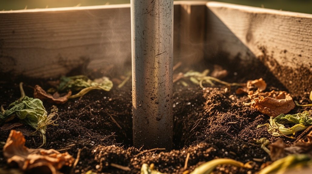 poke channels to aerate compost