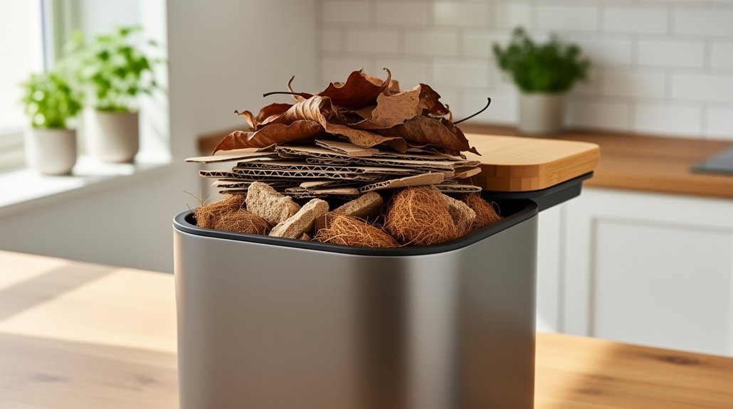 shredded paper dry leaves cardboard odor control