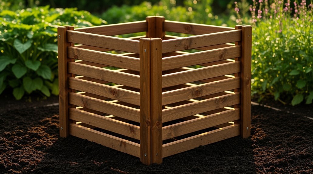 slatted cedar compost boxes