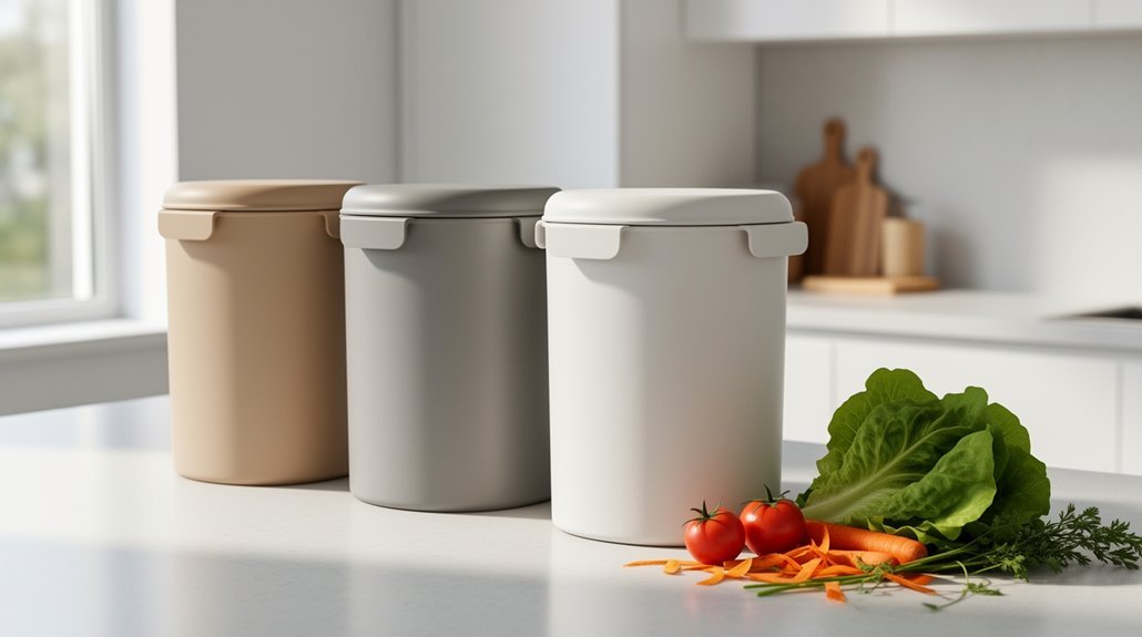 smooth easy clean countertop compost bin features