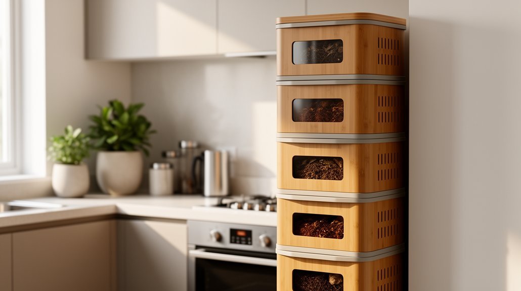 stackable space efficient apartment composting systems
